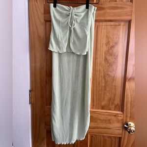 Edikted Milan Slitted Maxi Skirt & Milan Gathered Split Front Tube Top